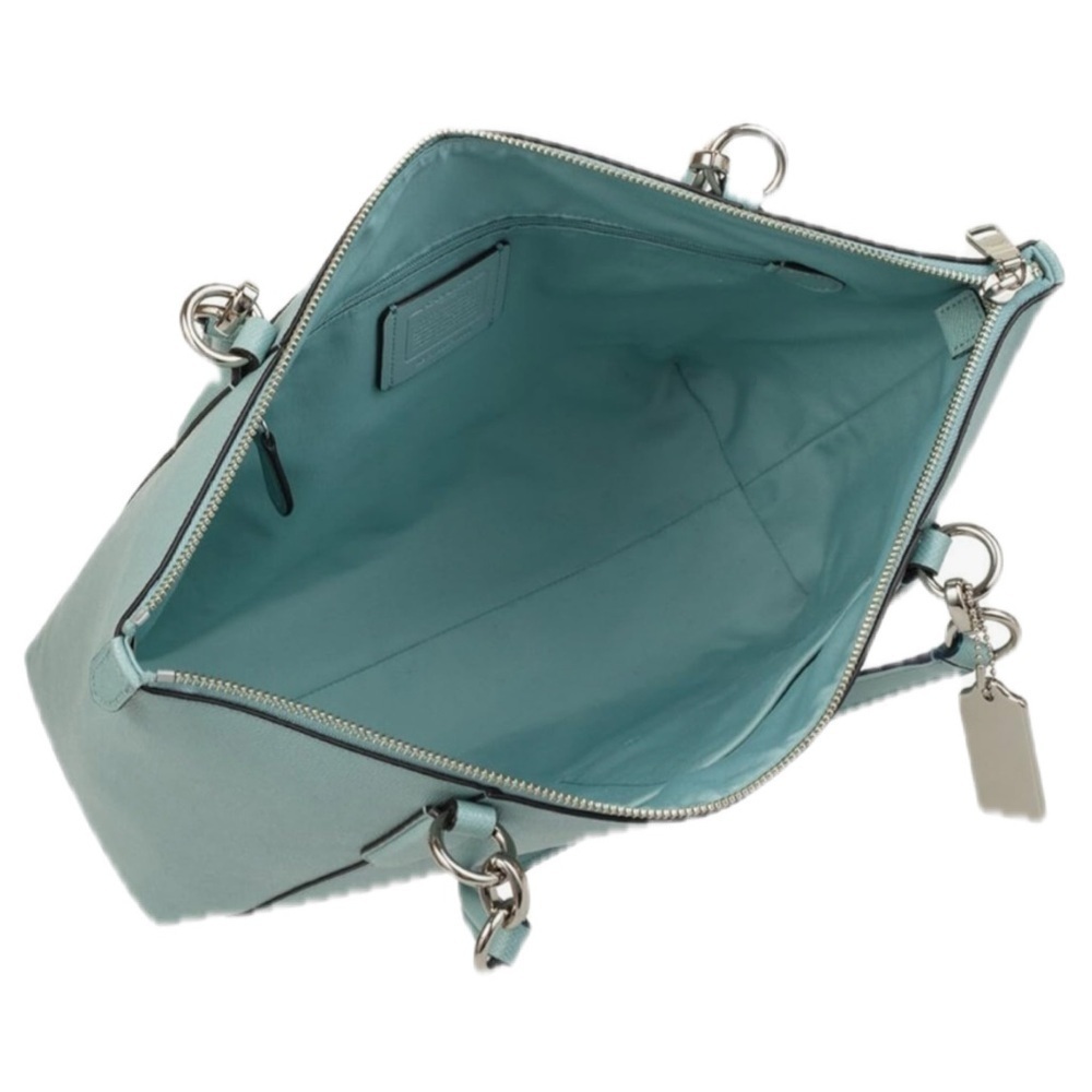 COACH AVA TOTE BAG IN GLITTER AQUA BLUE LEATHER F11900 AND F11835 WALLET SET - Picture 7 of 16